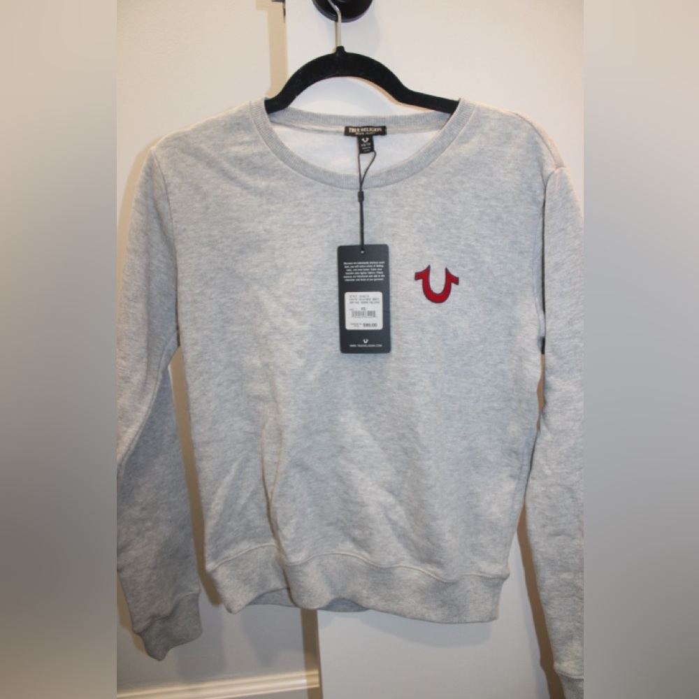 True Religion Women’s Heather Gray Graphic Sweatshirt | XS | NWT